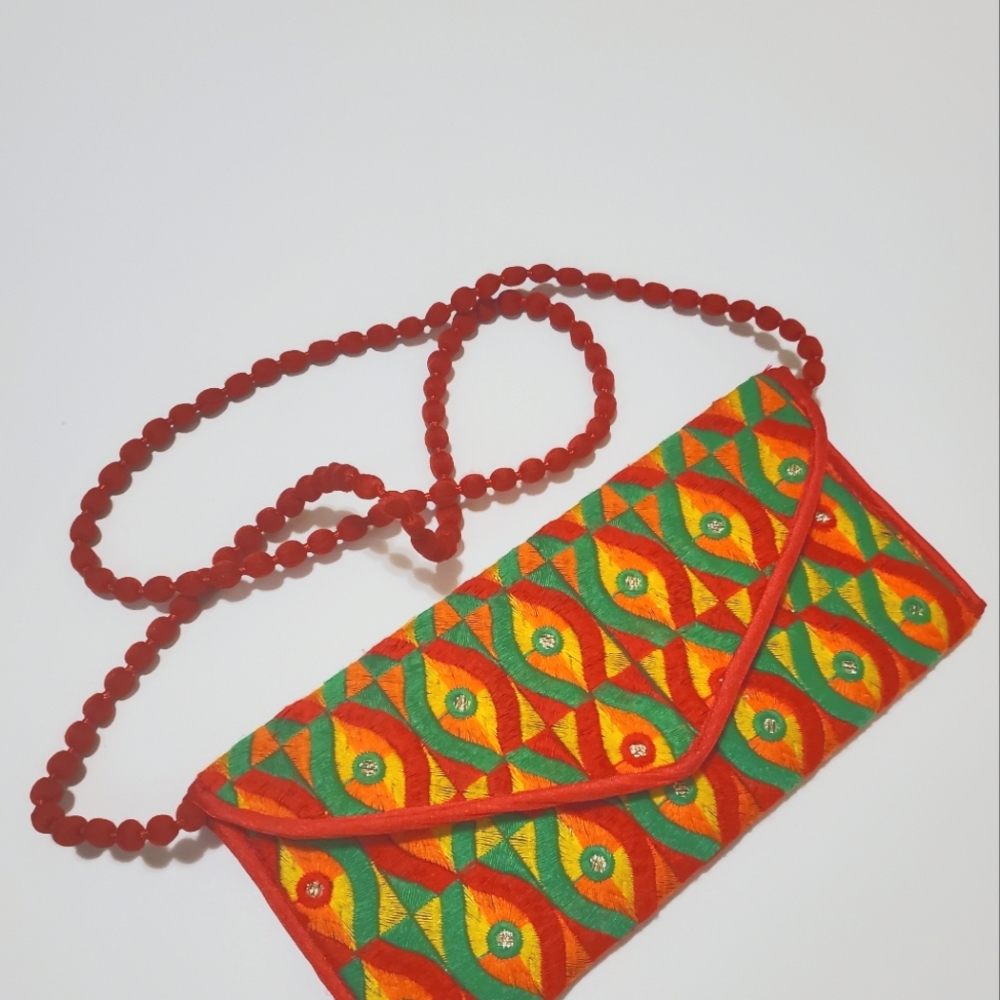 Apostrophe Retro 70s Tribal Funky Clutch